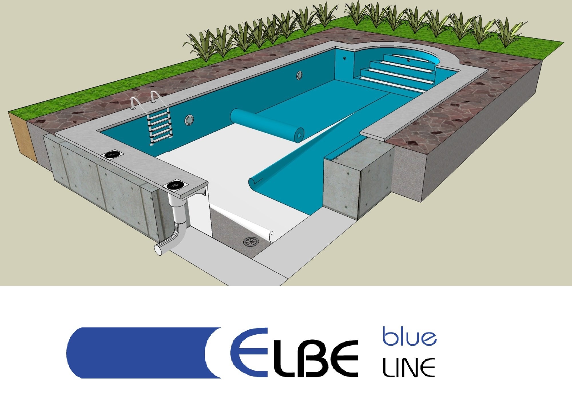 Elbe Anti Slip Zwembadfolie Classic - Adria Blauw