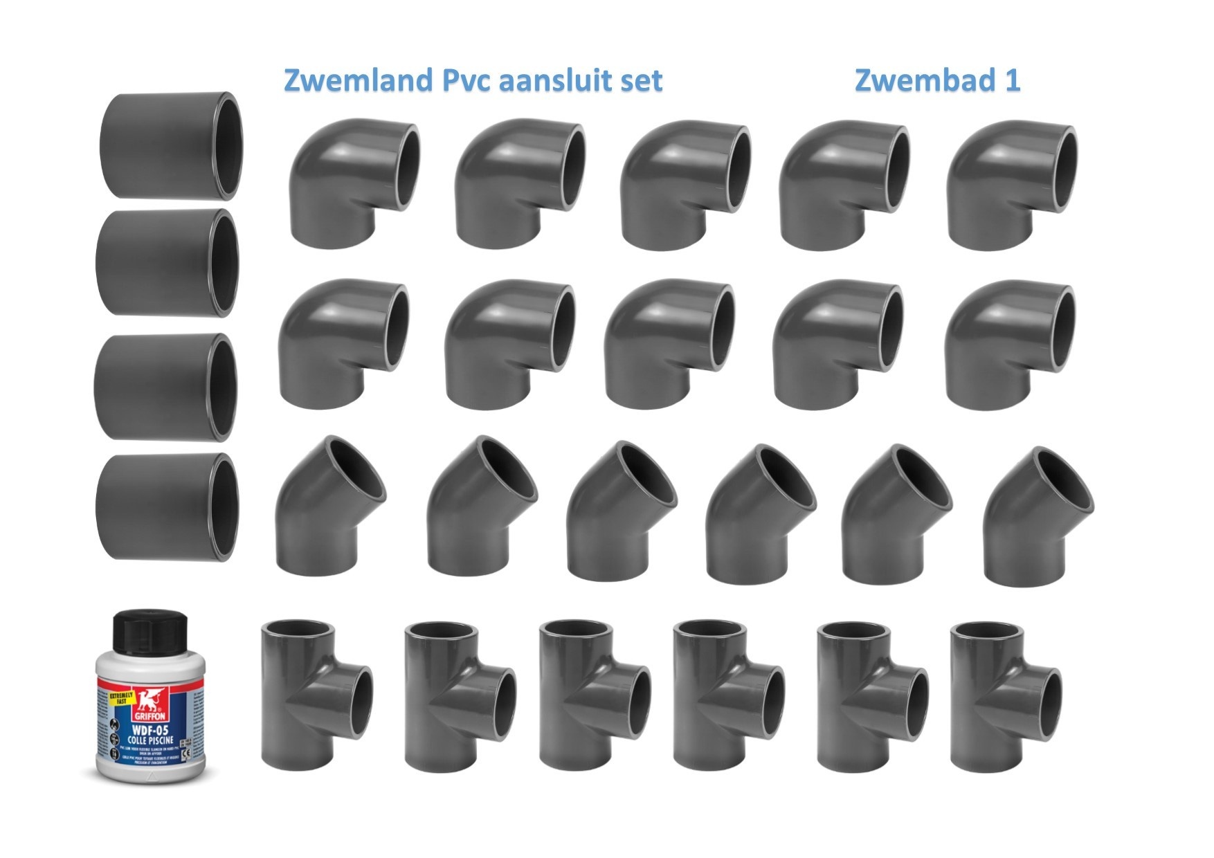 Zwembad Pvc Druk Hulpstukken 16 Bar 50 mm Set 1