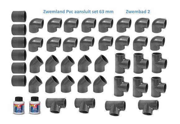 Zwembad Pvc Druk Hulpstukken 16 Bar 63 mm Set 2