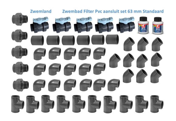 Zwembad Standaard Filter Aansluitset Pvc 16 Bar 63 mm