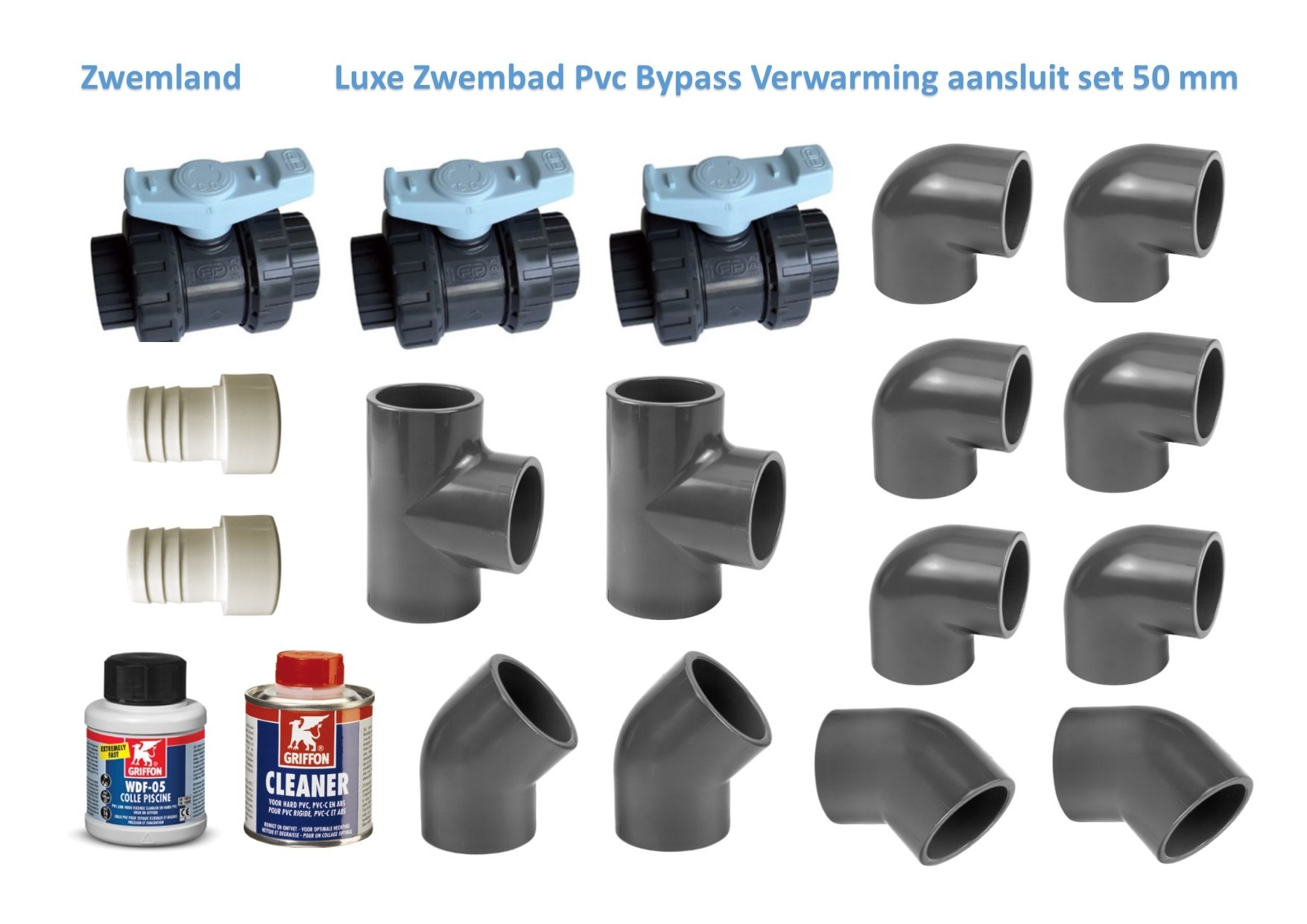Zwembad Luxe Bypass Verwarming Aansluitset Pvc 16 Bar 50 mm