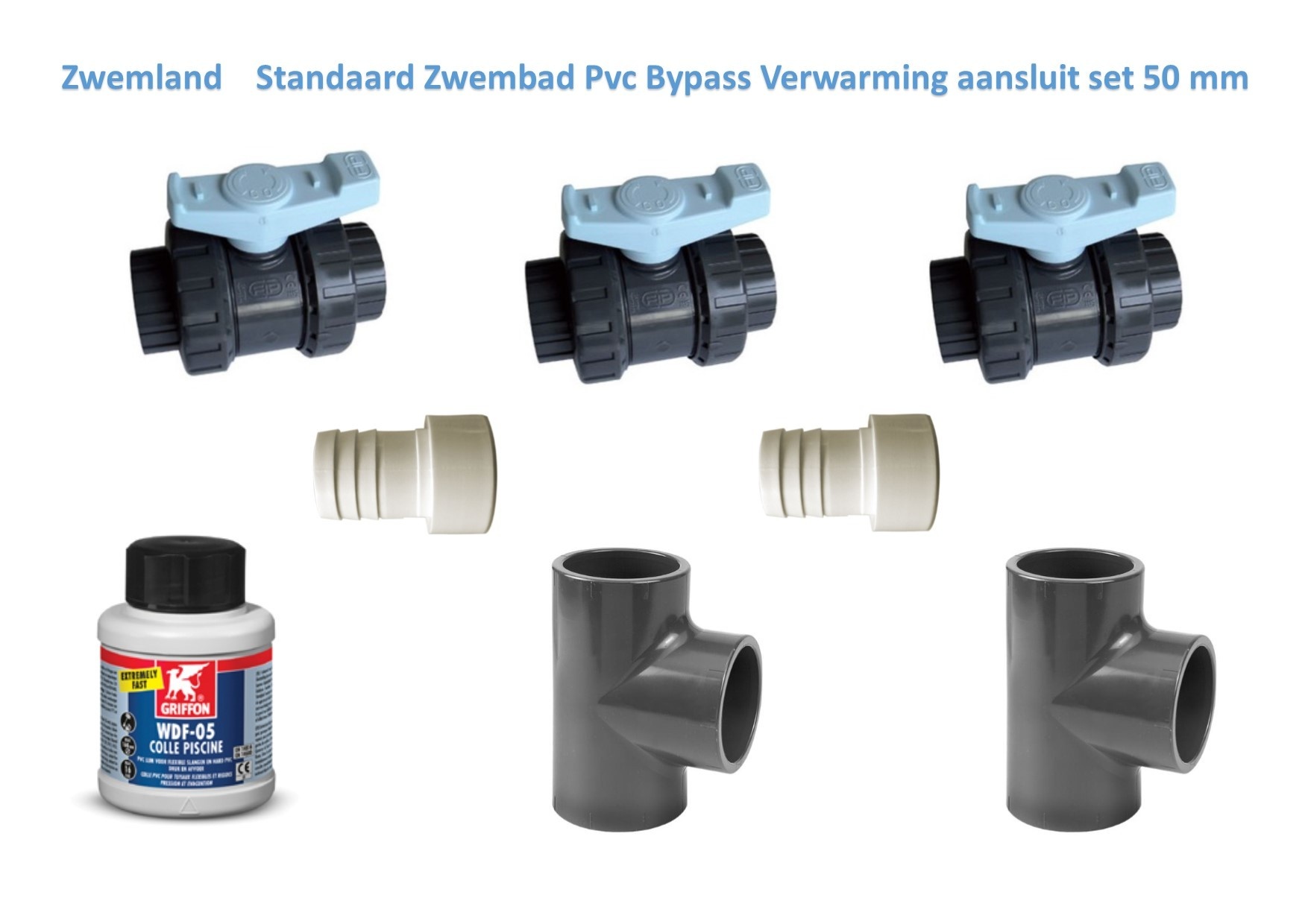 Zwembad Standaard Bypass Verwarming Aansluitset Pvc 16 Bar 50 mm