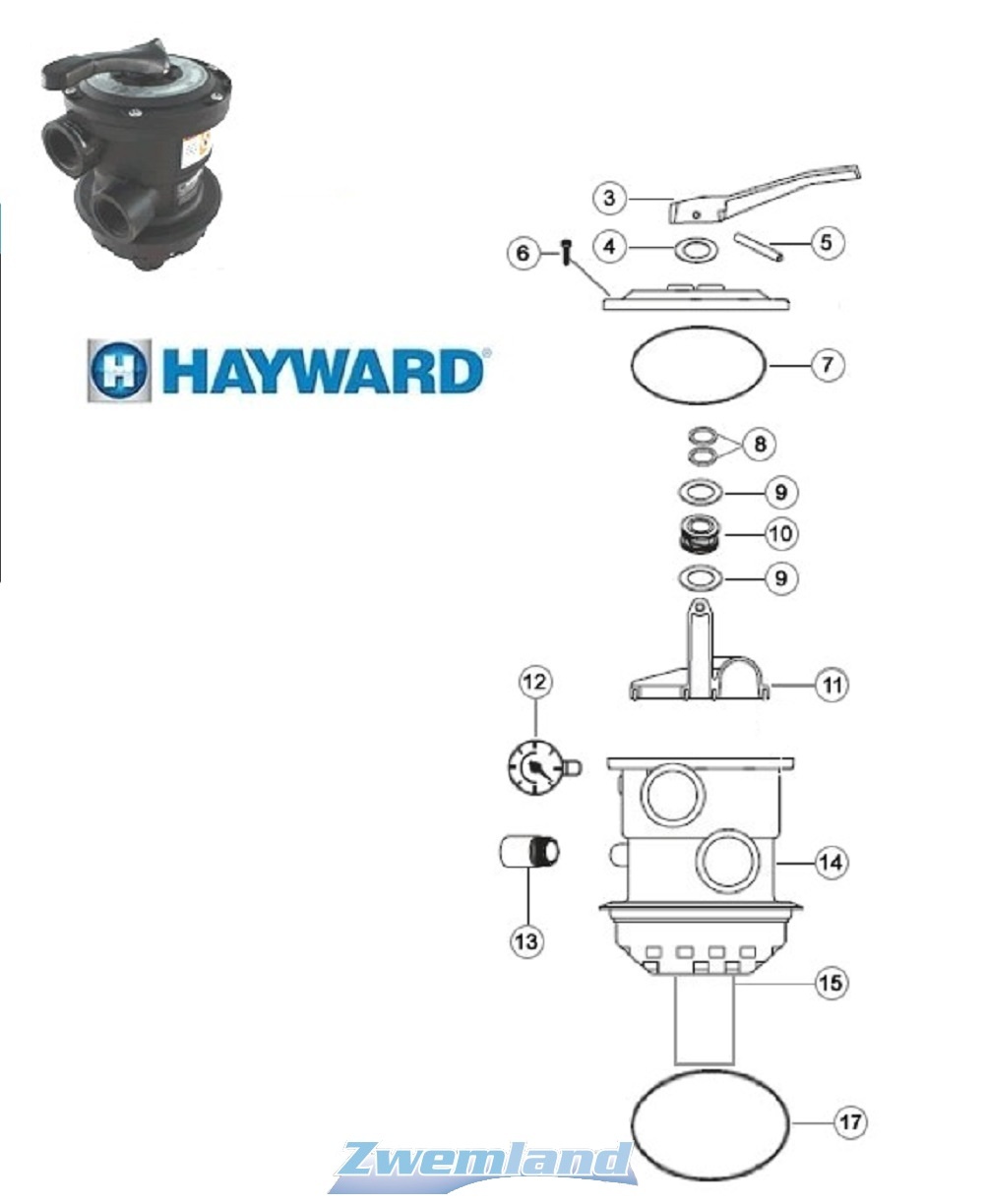 Hayward compleet bovendeel voor SP0714TE Variflo Kraan