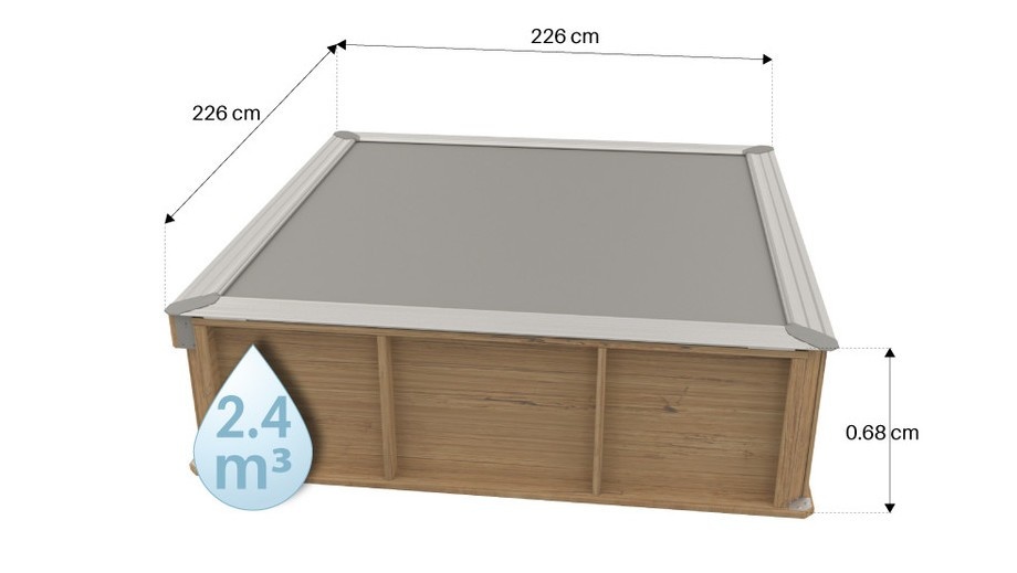 Houten kinderzwembad Pistoche 2 x 2 x 0.64 meter