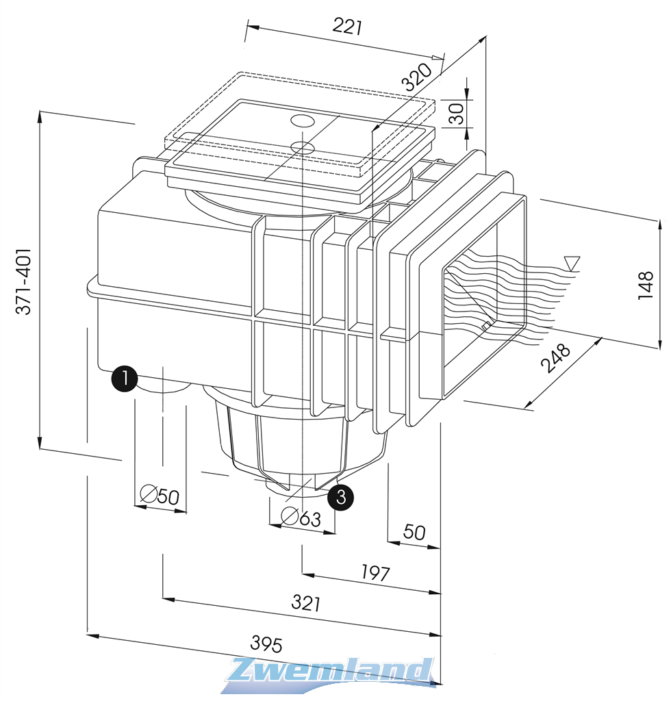 MTS V20 Skimmer Hoogte Verstelring - Edelgrijs