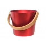 Rento Sauna Emmer Aluminium met Bamboe Handvat rood