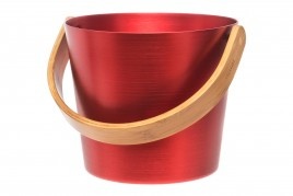 Rento Sauna Emmer Aluminium met Bamboe Handvat rood