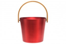 Rento Sauna Emmer Aluminium met Bamboe Handvat rood