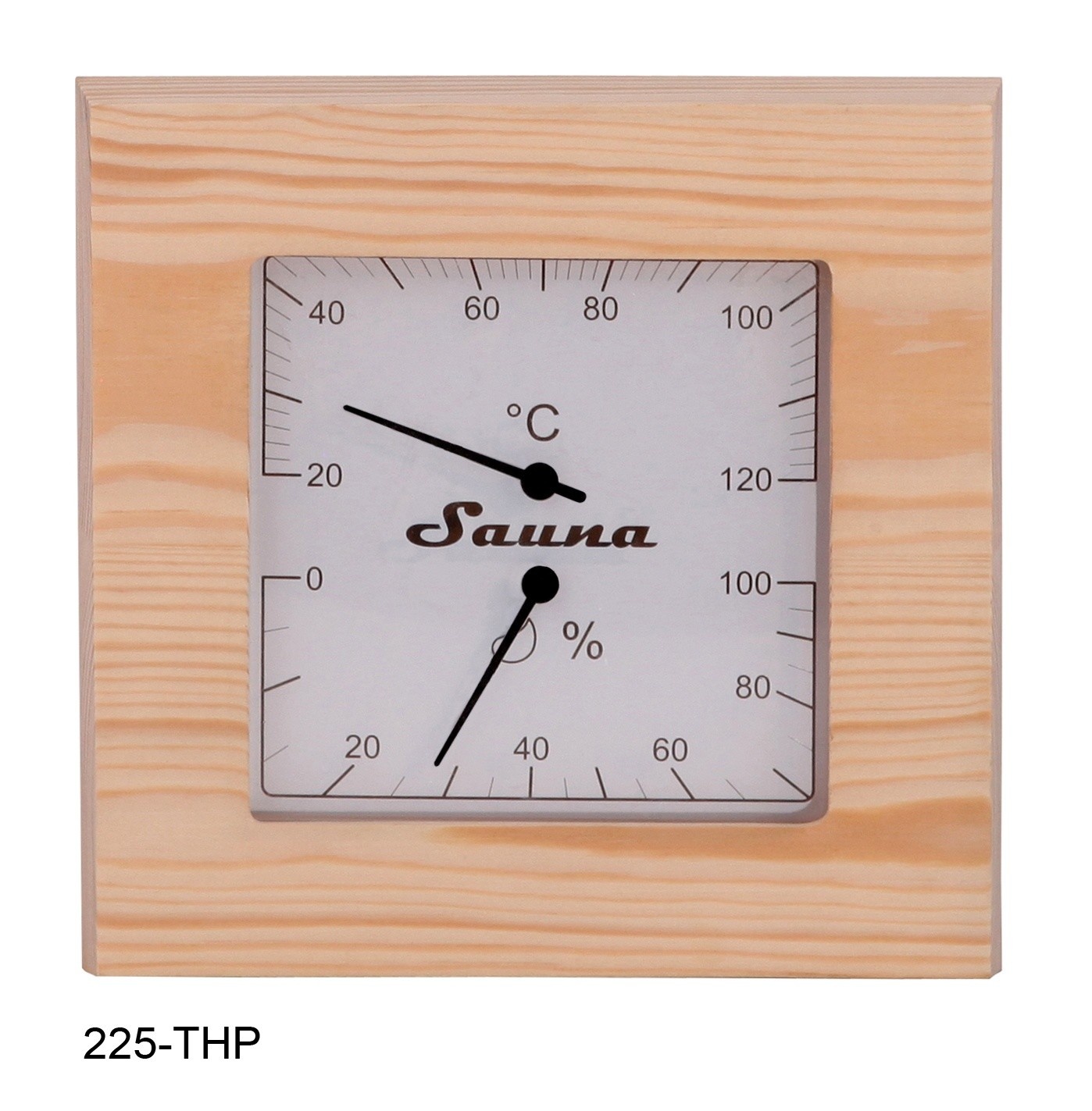 Sauna Thermometer en Hygrometer Vierkant in Pine Wood