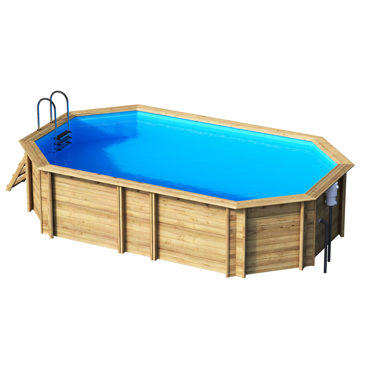 Weva Octo+ 640 /  6.44 x 4.04 x 1.46  Houten Zwembad