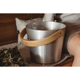 Rento Sauna Emmer Aluminium met Bamboe Handvat Naturel