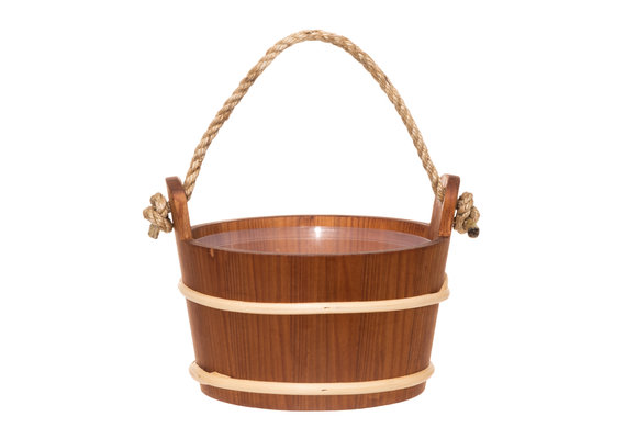 Sauna emmer  4 liter bastring met kunststof inzet  en handvat touw