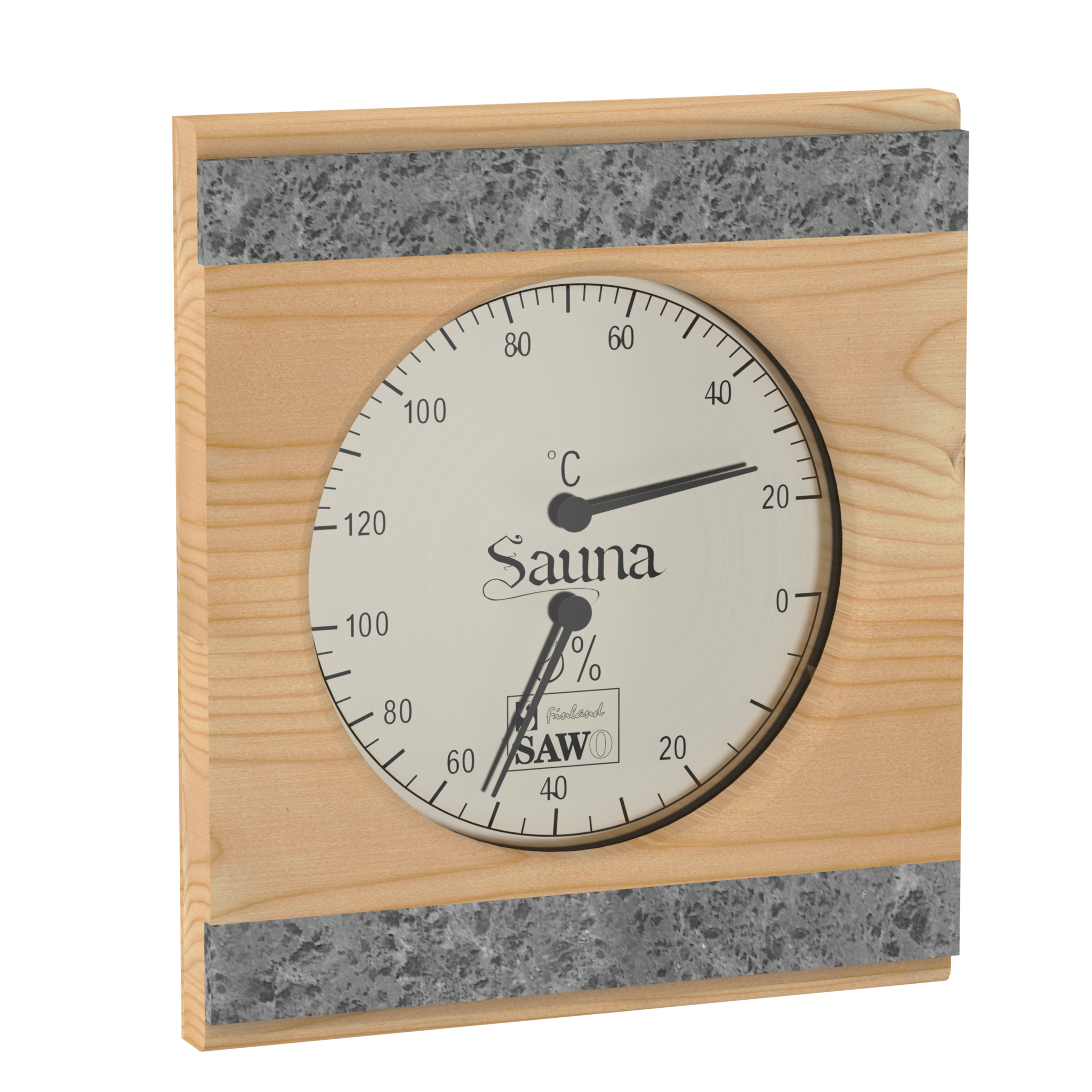 Sauna thermo- en hygrometer in ceder met speksteen