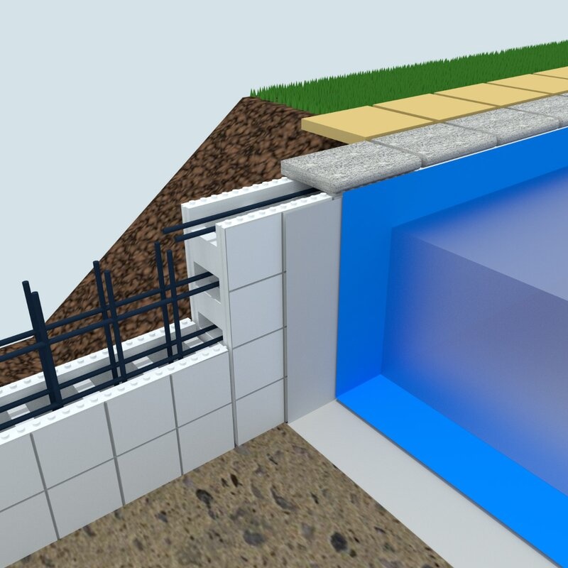Styropor Zwembad bouwblokken  Structuur 3 x 5 x 1.5