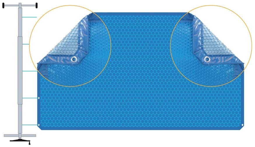 Zomerafdekking Quatro 500 micron Geobubble Blauw - A vorm