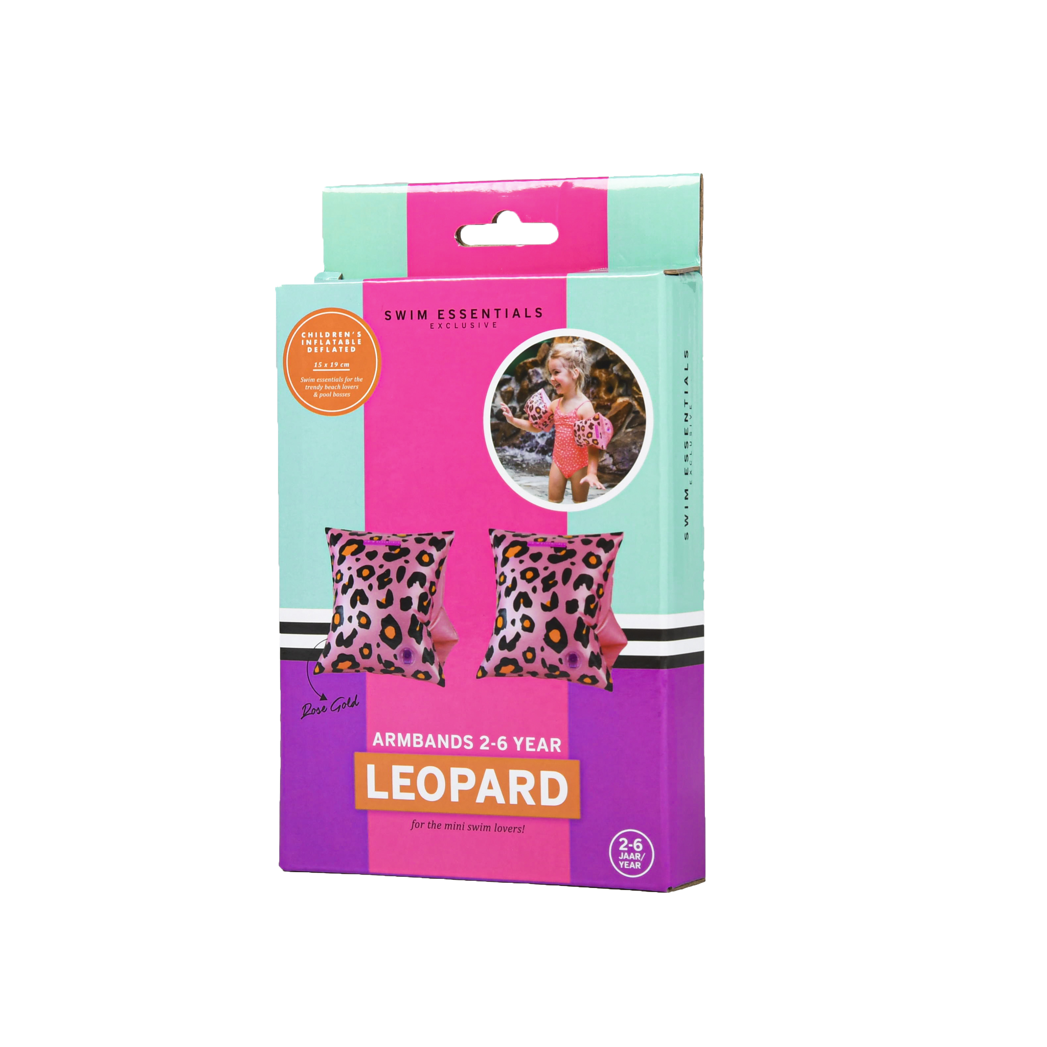 Zwembandjes Panter Rosé Goud 2-6 jaar
