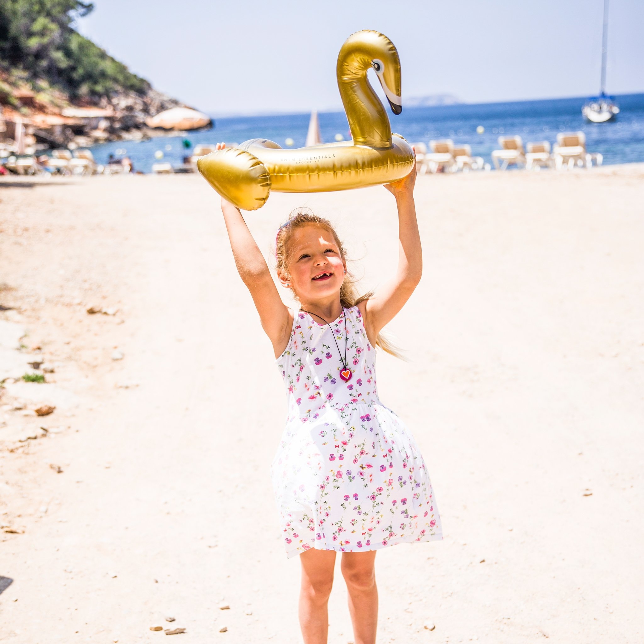 Zwemband Splitring Zwaan Goud 55 cm