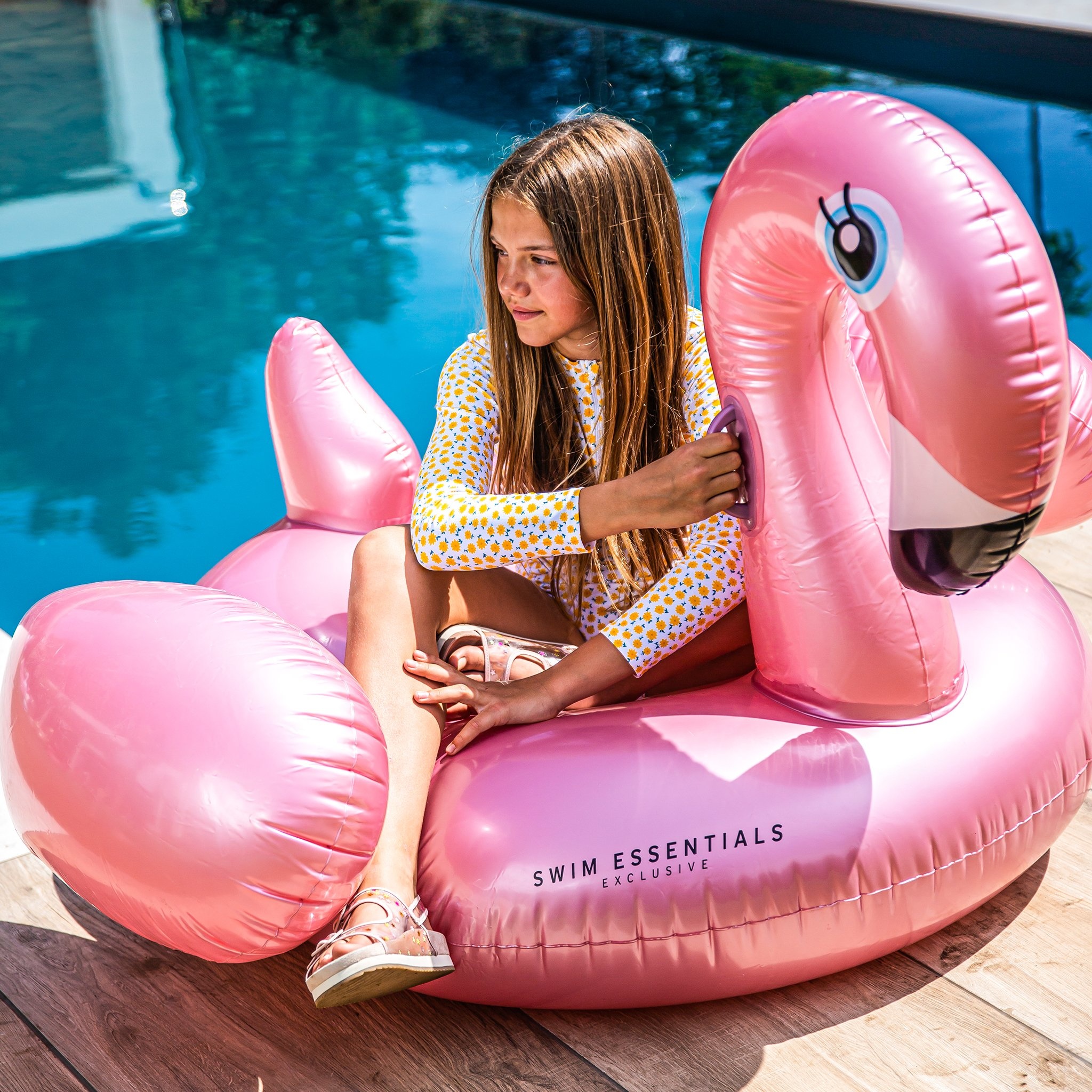 Opblaas Flamingo Rosé Goud XL