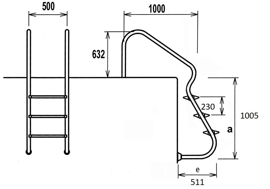 Easy Access Zwembadtrap 3-treden AISI 316