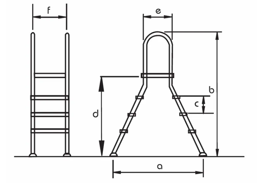 Zwembadtrap A-Frame 4 + 4 Treden AISI 304