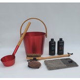 Cadeau set  Sauna emmer rood