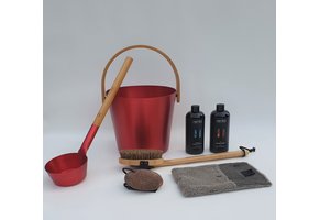 Cadeau set  Sauna emmer rood