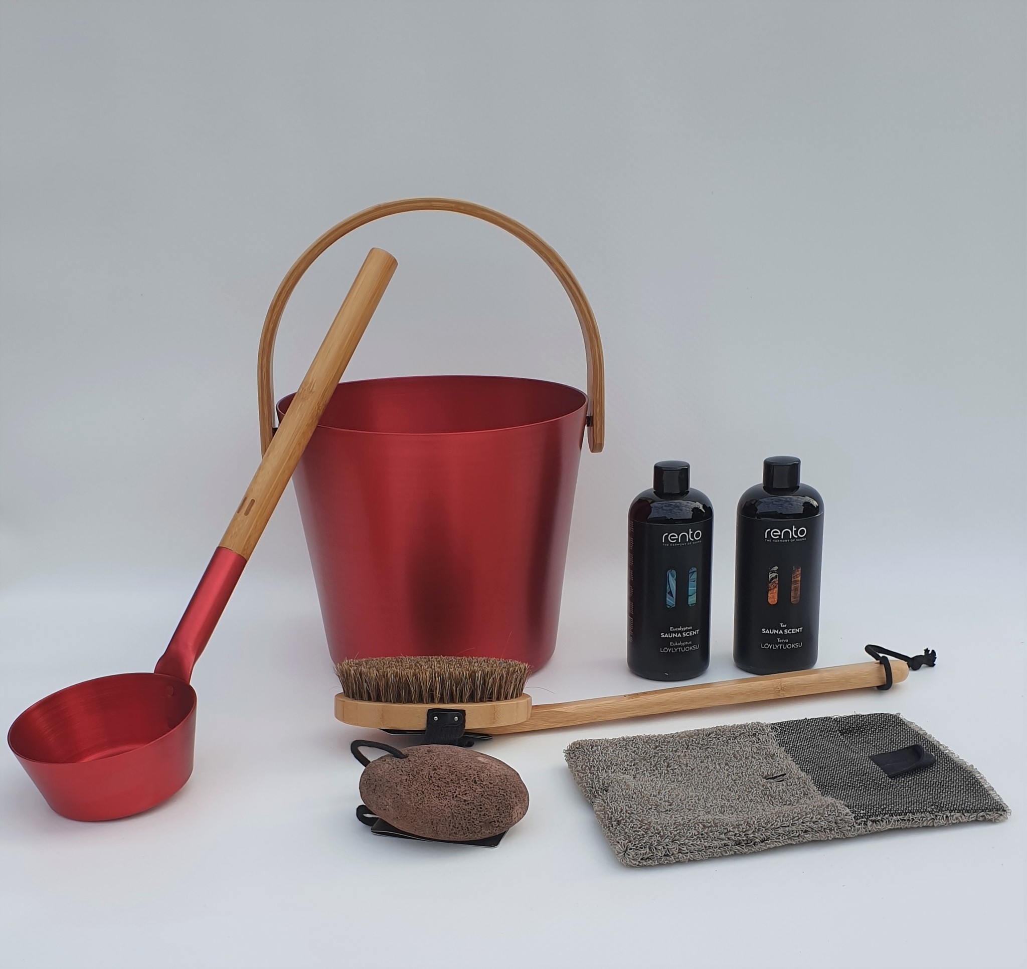 Cadeau set  Sauna emmer rood