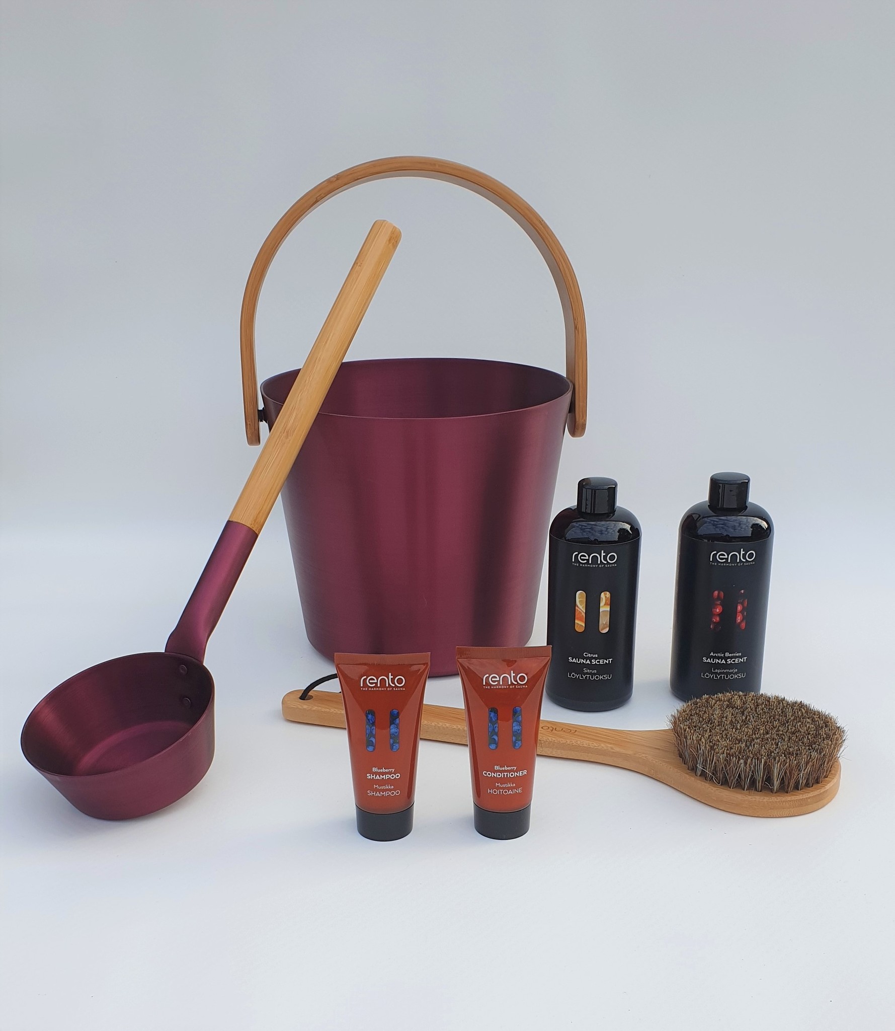 Cadeau set  Sauna emmer bordeaux rood