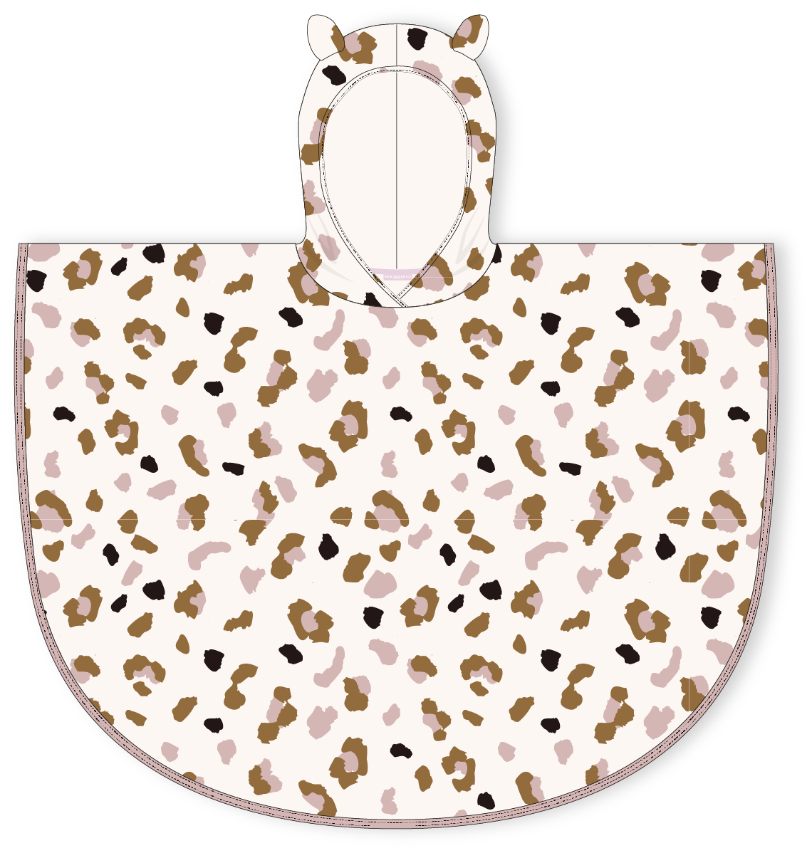 Strandponcho Offwhite Panterprint 62 x 62 cm