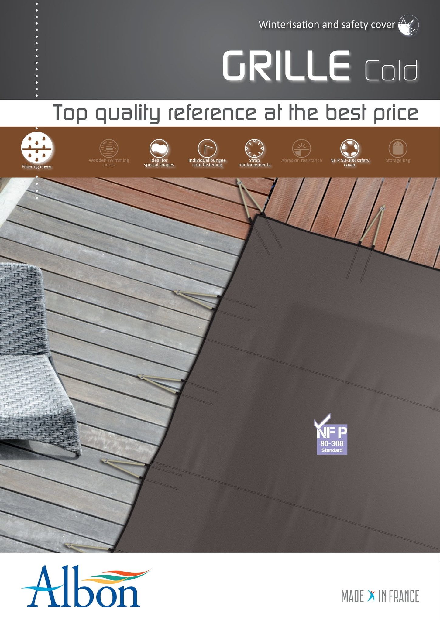 Zwembad Winternet Polypropyleen 180 g/m2 Grille Cold A-vormen