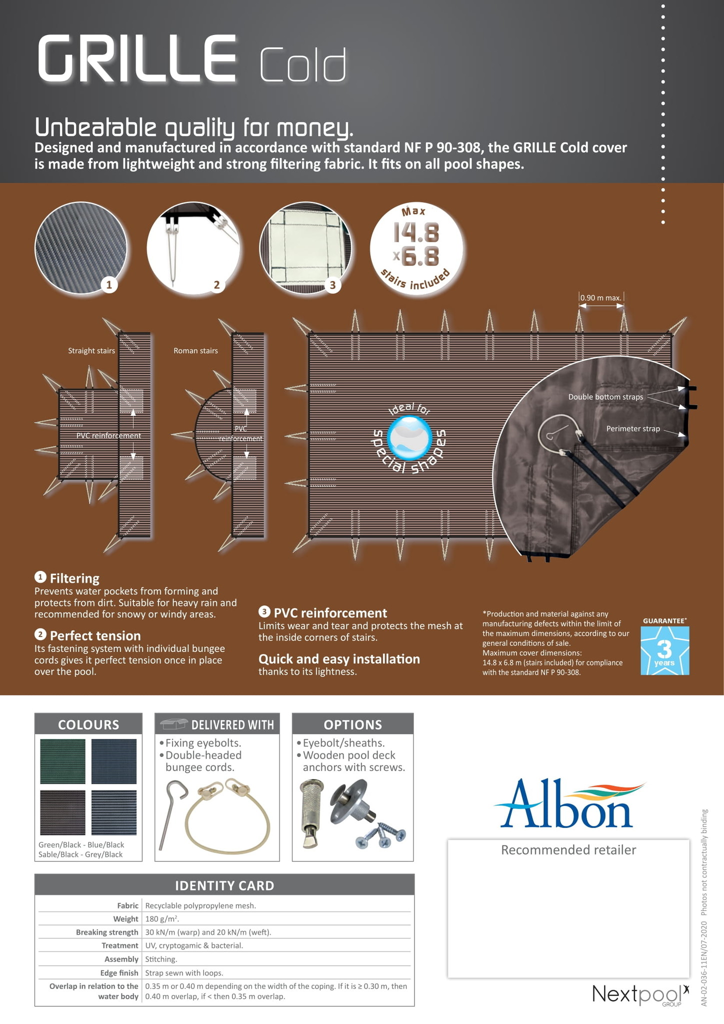 Zwembad Winternet Polypropyleen 180 g/m2 Grille Cold A-vormen