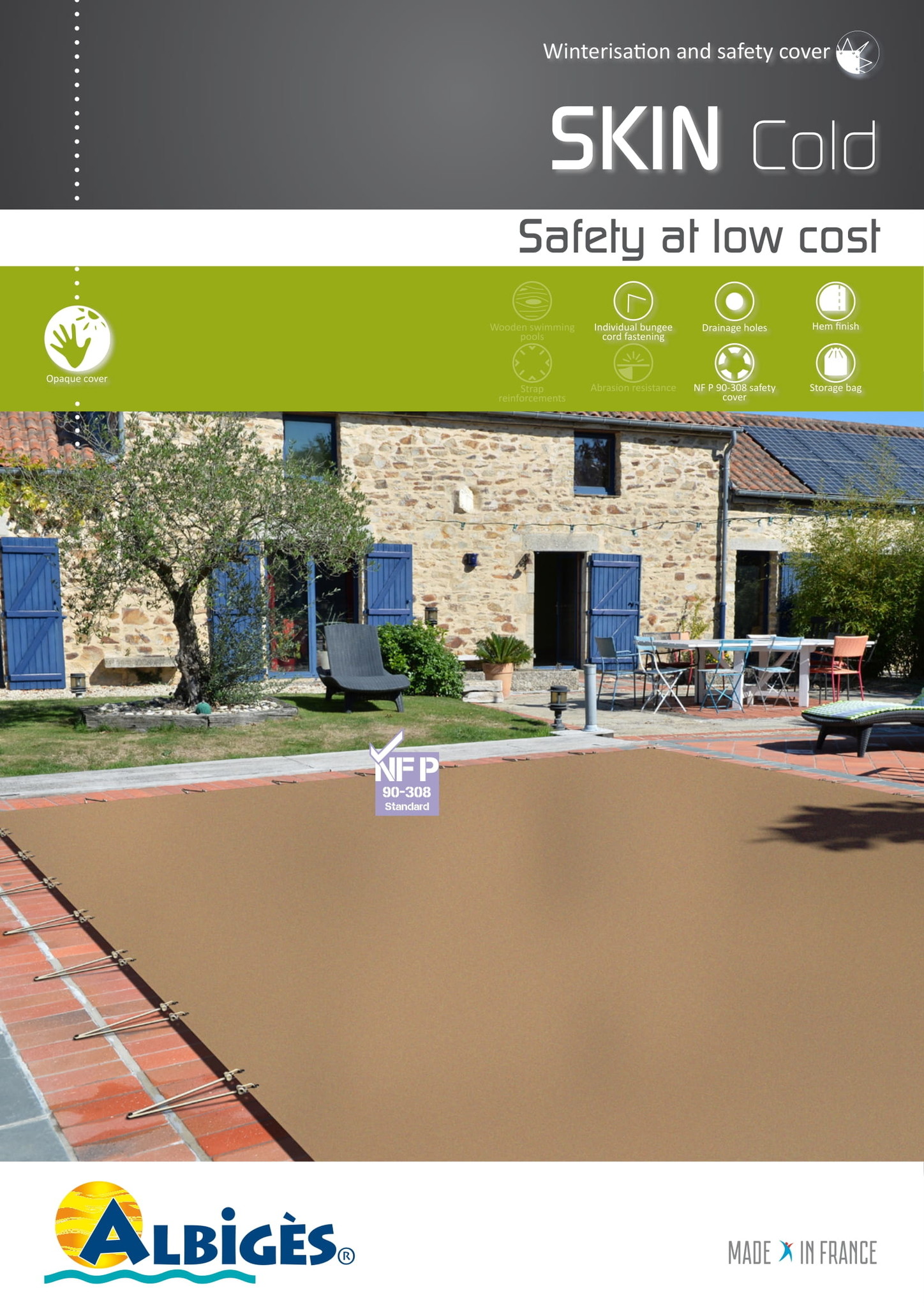 Zwembad winterzeil PVC 550gr/m2 Skin Cold C-vormen