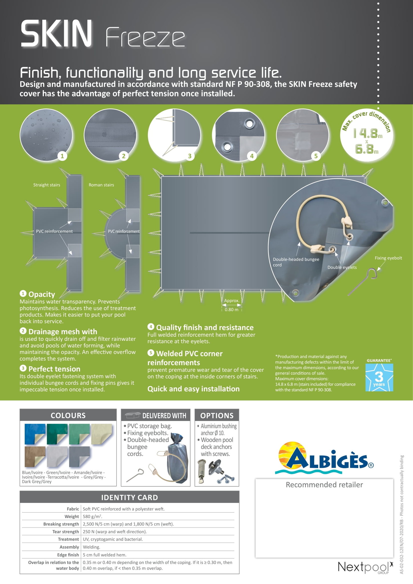 Zwembad Winterzeil PVC 550gr/m2 Skin Freeze C-vormen