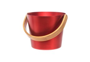 Rento Sauna Emmer Aluminium met Bamboe Handvat rood