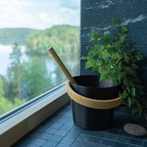 Rento Sauna Emmer Aluminium met Bamboe Handvat Zwart