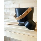 Rento Sauna Emmer Aluminium met Bamboe Handvat Zwart