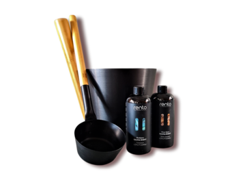 Cadeau set  Sauna emmer zwart/Bruin bamboe