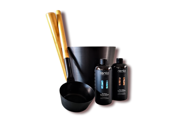 Cadeau set  Sauna emmer zwart/Bruin bamboe