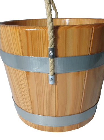 Sauna Emmer Lariks 5 Liter blank gelakt met handvat