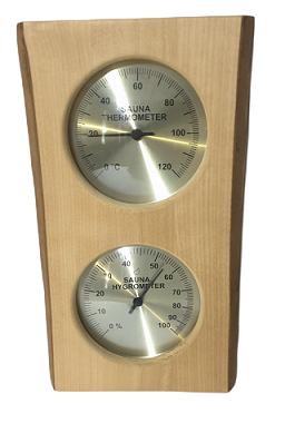 Sauna thermo- en hygrometer - met hout verticaal