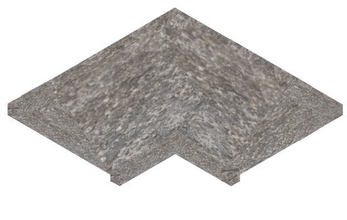 Binnenhoek Belgische blauwe hardsteen gebrand rechte neus