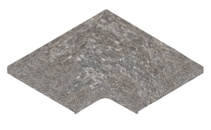 Binnenhoek Belgische blauwe hardsteen gebrand afgeronde neus