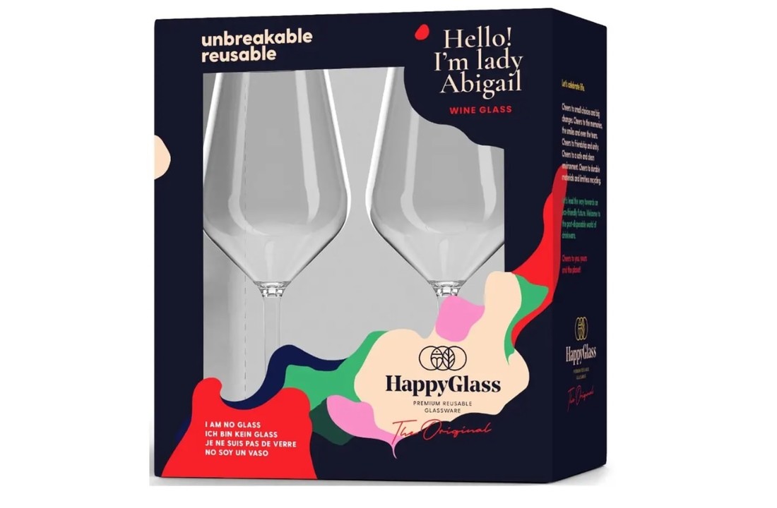 Happy Glass Lady Abigail Wijnglas - Set van 2 Kunststof Glazen 470ml