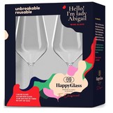 Happy Glass Lady Abigail Wijnglas - Set van 2 Kunststof Glazen 470ml