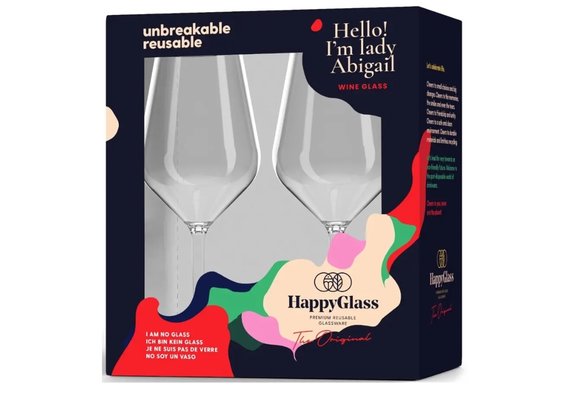 HappyGlass Kunststof Wijnglazen Lady Abigail 470ml - 2 stuks