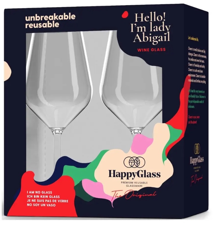 Happy Glass Lady Abigail Wijnglas - Set van 2 Kunststof Glazen 470ml