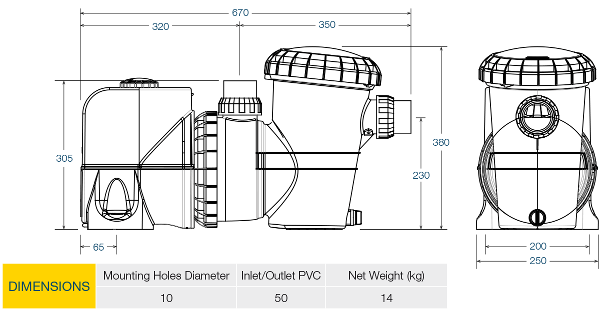 Davey Silensor Pro® Premium Zwembadpomp met Variabele Snelheid SP400BT