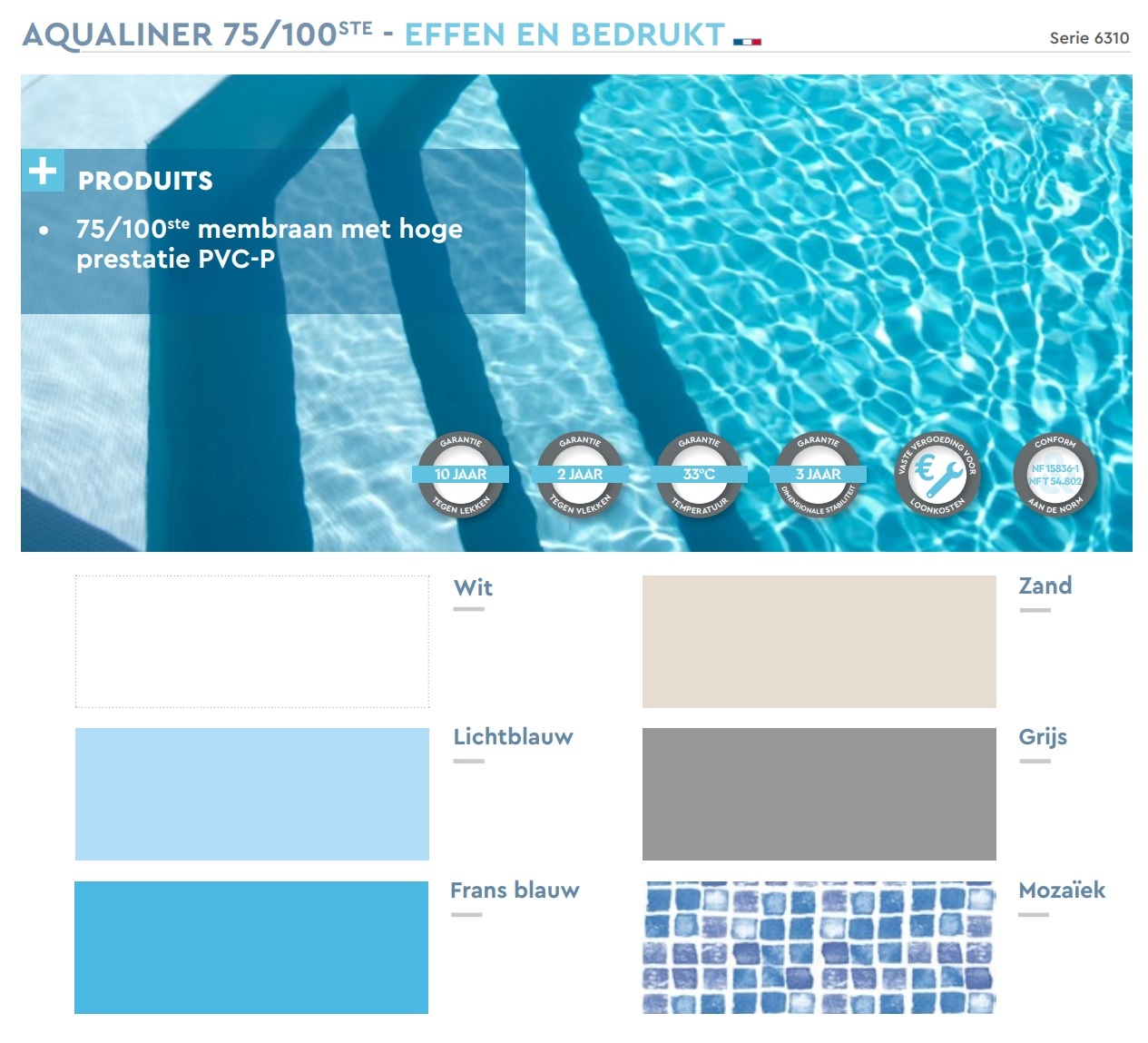 Aqua Zwembad liner 75/100ste kleur wit