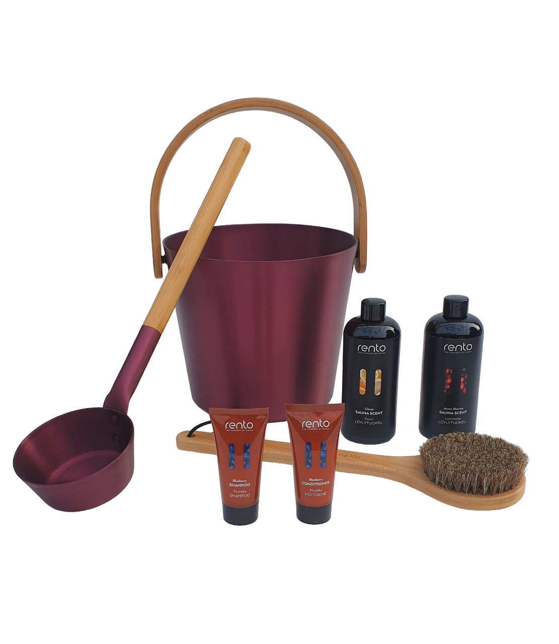 Cadeau set  Sauna emmer bordeaux rood