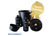 Cadeau set  Sauna emmer zwart thermometer